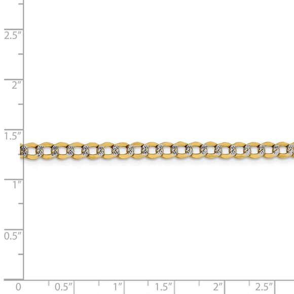 4.25mm 14k Yellow Gold & Rhodium Hollow Pave Curb Chain Necklace 20 In